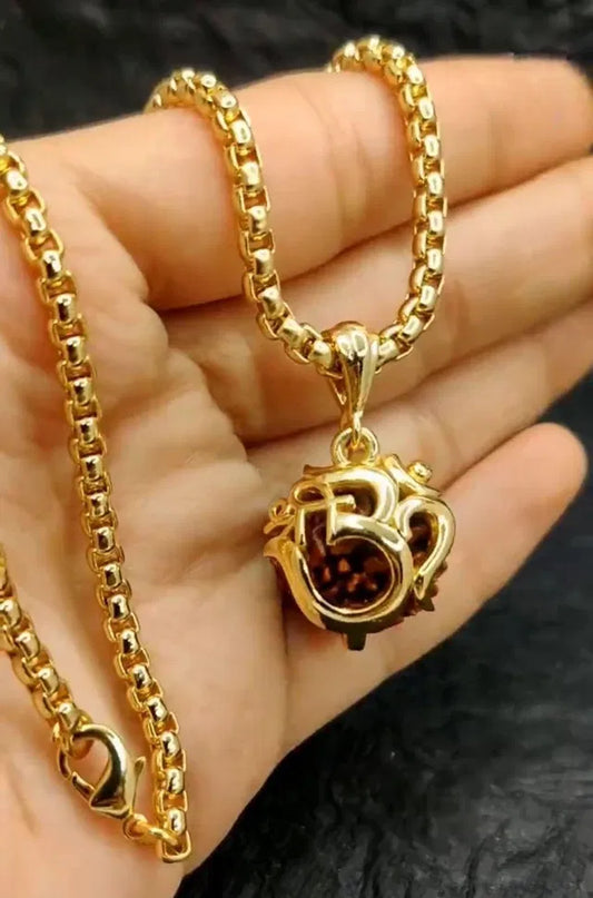 Om Rudraksha Pendant with Chain | Spiritual Necklace for Men & Women | Peace, Protection & Positive Energy